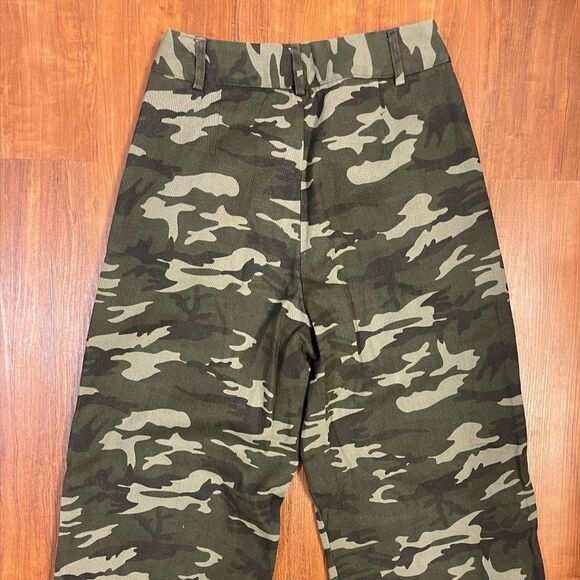 Fashion Nova Camouflage Snao Button Sides High waist Bell Bottom Cotton Pants XS - Picture 9 of 14